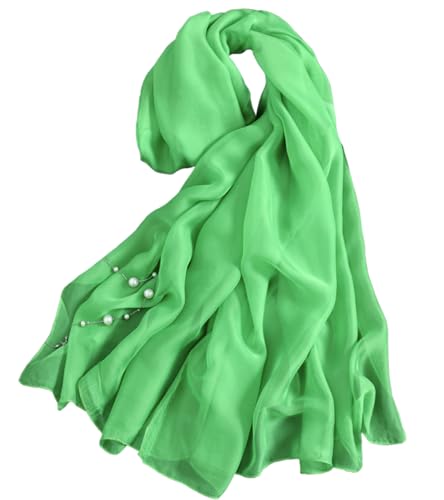 Long Chiffon Sheer Scarf For womens - color: Emerald Green