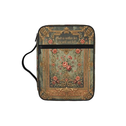 Vintage Baroque Gold Floral Rose Scripture Bible Cover Case for Women Men - color: Gold Floral Rose