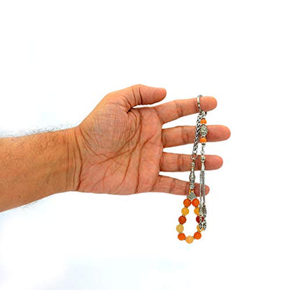 Keychain & Rosary Collection -Car Key Chain-Handbags Holder - color: (8 Mm - Yellow Jade Stone)