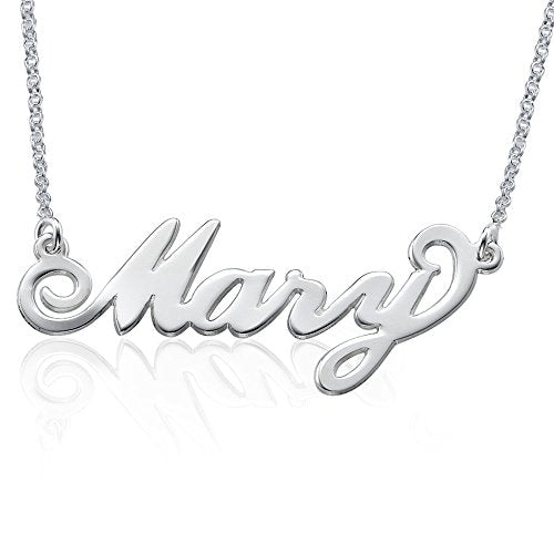 Personalized Japanese, Arabic, Hebrew, Greek, Chinese, Cyrillic, Hindi Name Necklace for Woman, Her, Men, Him - Custom Made with Any Name - Unisex Jewelry Gift for Mother's Day, Father's Day, Birthday - color: 925 Sterling Silver, style: Latin