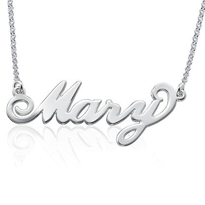 Personalized Japanese, Arabic, Hebrew, Greek, Chinese, Cyrillic, Hindi Name Necklace for Woman, Her, Men, Him - Custom Made with Any Name - Unisex Jewelry Gift for Mother's Day, Father's Day, Birthday - color: 925 Sterling Silver, style: Latin