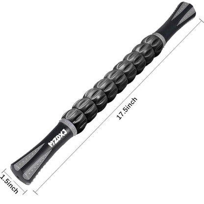 Muscle Roller Massage Roller Stick- Deep Tissue Fascia Blaster for Myofascial Pain Relief, Lymphatic Drainage & Body Sculpting, Handheld Physical Therapy & Recovery Tool (Gray Black-) - color: Grey Black