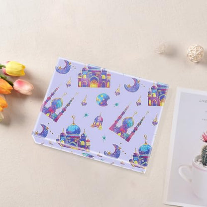 Eid Wrapping Paper,4 Sheet Colorful Mosque Moon Star Ramadan Eid Mubarak Al-Fitr Al-Adha Wrapping Paper Pink Blue Purple Islamic Holidays Gift Wrap Paper for Islamic Muslim Party Favors,28 x 20 Inch