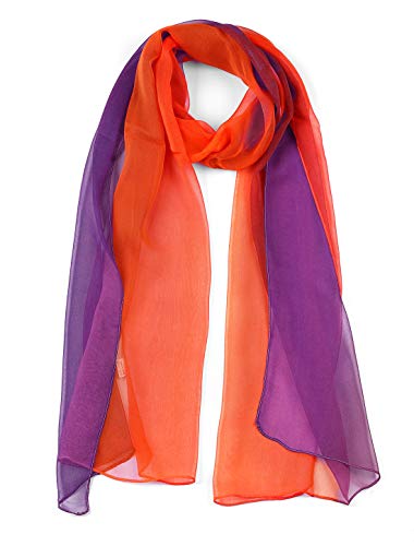 uxcell Women'sChiffon Sheer Long Scarf Silky Gradient Party - color: Orange Purple