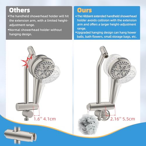 Hibbent All Metal 4 Way Shower Diverter, Showerhead Holder, Brushed Nickel | Easy Reach Diverter Valve with Pause Mode, 13.5" Stainless Steel Slide Bar, 4-Setting Replacement for Handheld & Fixed Shower - color: Brushed Nickel
