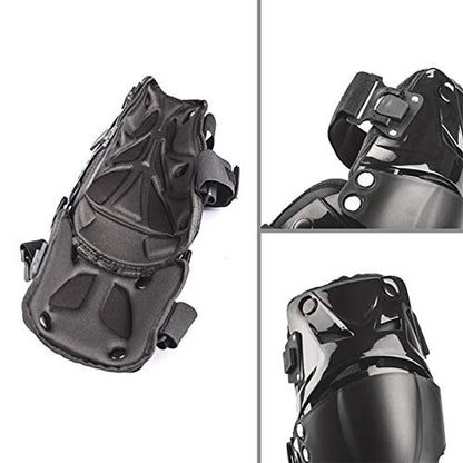 Motorcycle Knee Shin Guard Pads, Long Leg Sleeve Crashproof Motocross Protective Gear Armor Bendable Adjustable Mtb Knee Pads for Men Mountain Biking Racing (Black) - color: Black
