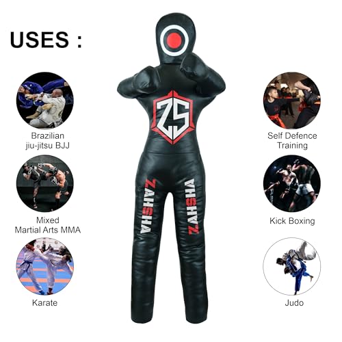 BJJ Wrestling Grappling Throwing Dummy Bag, Unfilled, PU Leather - size: 60 inches| 150cm|5 Feet