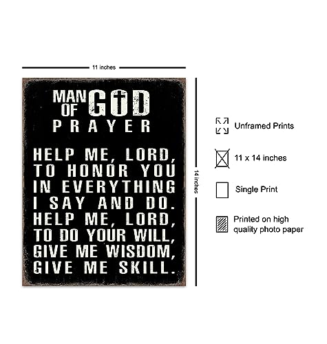 Christian Wall Art For Men LARGE 11x14 - Inspirational Bible Verse Print Sign - Religious Gifts for Him - Motivational poster - Scripture - Man cave, Office, Church Decor - Christianity Art Decoration - size: 11"L x 14"W, style: Unframed