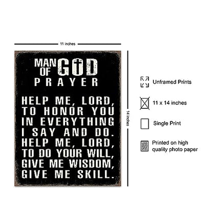 Christian Wall Art For Men LARGE 11x14 - Inspirational Bible Verse Print Sign - Religious Gifts for Him - Motivational poster - Scripture - Man cave, Office, Church Decor - Christianity Art Decoration - size: 11"L x 14"W, style: Unframed