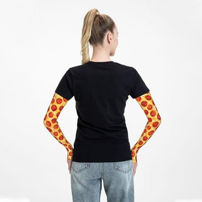 Cooling Arm Sleeves Cover Summer Sun Protection Arm Sleeves For Men Women Baseball Cycling Golf Running - color: Pepperoni Pizza 23