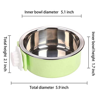 Dog Crate Bowl, Hanging Stainless Steel Removable Pet Crate Water & Food Bowls, Pet Cage Feeder Container Coop Cup for Cat Puppy Birds Rats Guinea Pigs Rabbit Hamster (2PCS) - color: (Round) Orange/Grey