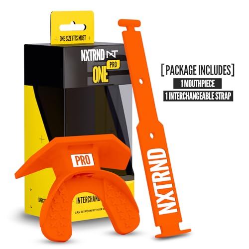 Nxtrnd One Pro Football Mouth Guard, Interchangeable Strap, Fits Adult & Youth (Orange) - color: Orange Pro