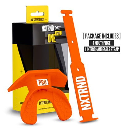 Nxtrnd One Pro Football Mouth Guard, Interchangeable Strap, Fits Adult & Youth (Orange) - color: Orange Pro