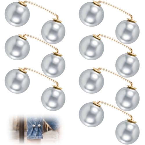 Pearl Brooches Pins, Faux Pearl Sweater Shawl Clip - color: Grey, 8pcs
