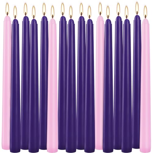 16 Pack Advent Taper Candles Premium Hand Dipped 10in Unscented Christmas Taper Candles - Ideal for Seasonal Celebrations, Holidays, Church, Celebration, Party - color: 16advent