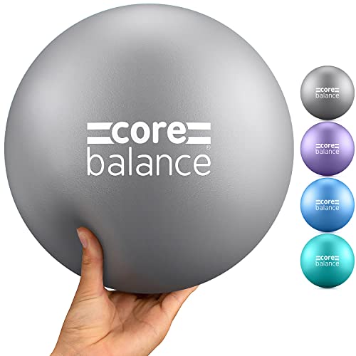 Core Balance 9 Inch Anti Burst Pilates Ball - Mini Exercise Ball for Yoga, Barre, Stretching and Core Stability Workout - color: Grey
