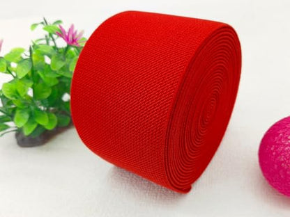 Red Wide Knit Elastic Band for Sewing 3 inch 5yards Double-Side Twill Woven Elastic Heavy Stretch Elastic Spool Band for Sewing Pants Waist-Wigs-Skirts-Craft-DIY Projects (#34) - color: Red #34