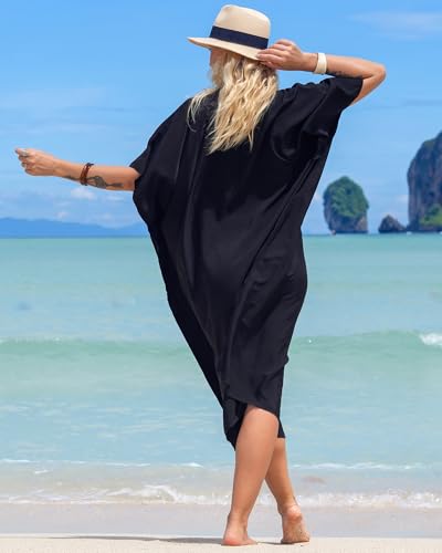 Bsubseach Women Kaftan Dresses Caftan Maxi Dress Swimsuit Cover Up Moomoo - color: B-black