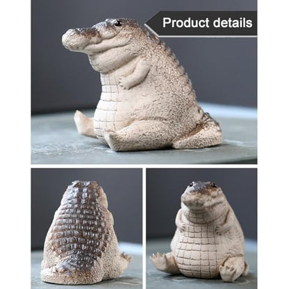1 PCS Small Crocodile Aquarium Decor - Realistic Resin Fish Tank Ornament,Crocodile Ornament Artificial Resin Accessories (Brown, 3.5 Inch)