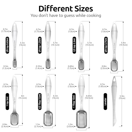 U-Taste 228.2℉ Heat Resistant Food Grade 1.5oz Angled Turkey Baster, and 18/8 Stainless Steel Square Measuring Spoons Set of 8 (Aqua Sky+Silver)