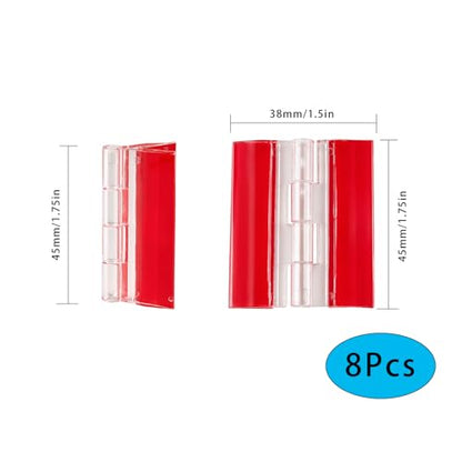 8 Pcs Clear Acrylic Small Hinges 45 x 38 mm Self Adhesive Mini Hinge Swing Clear Door Hinges Tiny Adhesive Hinge for Crafts Cabinet Drawer Jewelry Box DIY Display Plastic Box - size: 45 x 38 mm (1.75 x 1.5 inch)