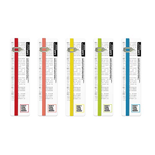 Lastword Elastic Bookmarks Perfect for Any Book - Book Markers with Metal Cursor, Eco-Leather Label, 5 Colors Combo Pack - color: Combo Pack 5 Colors
