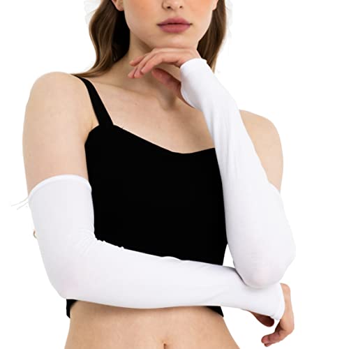 Causa Forcia Unisex Arm Warmers Arm Sleeves for Women and Men Made in Turkey - color: White
