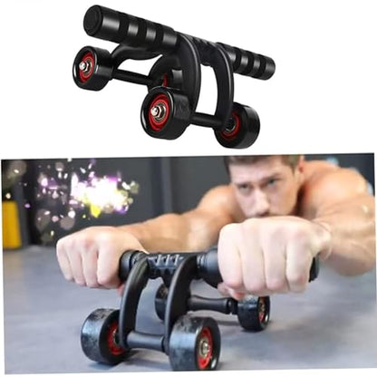 2 Pack 4-Wheel Ab Roller Abdominal Exercise Roller for Six Pack Abs, Core Workout Trainer, Stomach Exercises with Knee Mat, Sport Fitness for Men and Women