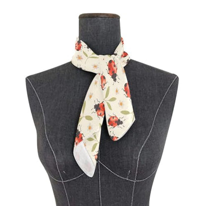 Bolaz Women's Square Silk Hair Scarves and Wraps Headscarf Abstract Head Neck Scarf Bandana 24inch - color: Lady Bugs Off-white