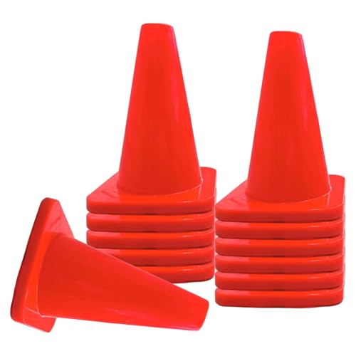 Versatyle Heavy Duty Agility Training Cones (2 in, 6 in, 9 in, 12 in, 28 in) for Sports, Kids Coaching, Multipurpose Field Marker Cones, Soccer, Basketball Drills, Bike, Motorcycle, Traffic Training - style: 9in, Orange