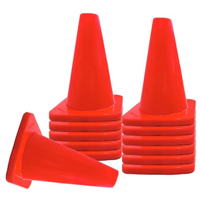 Versatyle Heavy Duty Agility Training Cones (2 in, 6 in, 9 in, 12 in, 28 in) for Sports, Kids Coaching, Multipurpose Field Marker Cones, Soccer, Basketball Drills, Bike, Motorcycle, Traffic Training - style: 9in, Orange