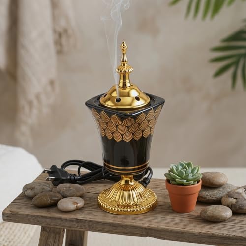 Ciieeo Electric Incense Burner Middle Eastern Style Plug-in Censer for Home Decor Bedroom Living Room Air Purification Relaxation 7.67X2.95X2.95In Us Plug