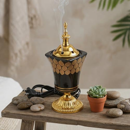 Ciieeo Electric Incense Burner Middle Eastern Style Plug-in Censer for Home Decor Bedroom Living Room Air Purification Relaxation 7.67X2.95X2.95In Us Plug