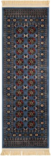 Rugs.com Bokhara Collection Rug – 6 Ft Runner Blue Medium-Pile Rug Perfect for Hallways, Entryways - color: Blue, size: 2' x 6' Runner