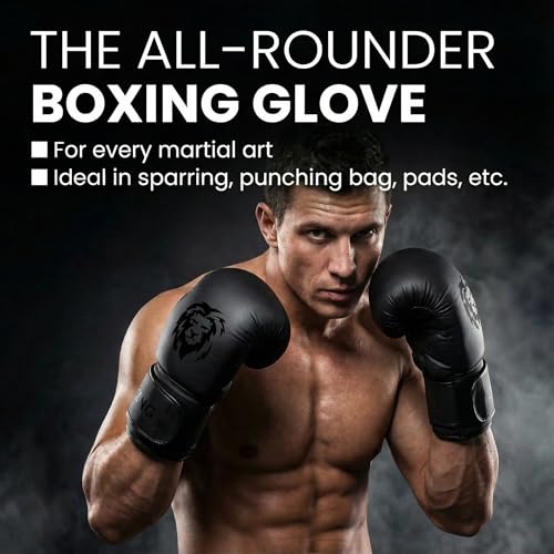 FIGHTR® Boxing Gloves - Maximum Protection & Stability | Boxing Gloves for Boxing, MMA, Muay Thai & Kickboxing | Sizes 8-16 oz - color: All Black, size: 10 oz