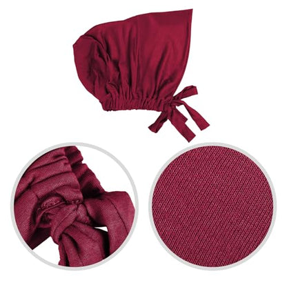 PURFUN 3 Pcs Muslim Inner Hijab Caps Women Solid Color Under Hijab Caps Stretchy Breathable Full Cover Undercap Tube Bonnet - color: Red+navy Blue+green