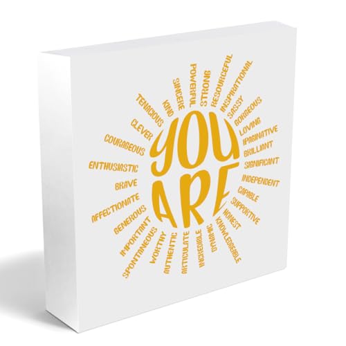 Inspirational Gifts You Are Sun Wooden Box Sign, Motivational Quote Wood Block Plaque Box Sign Office Desk Decor, Office Home Bathroom Book Shelf Decor, Encouraging Gifts for Women, Best Friend White - color: You Are