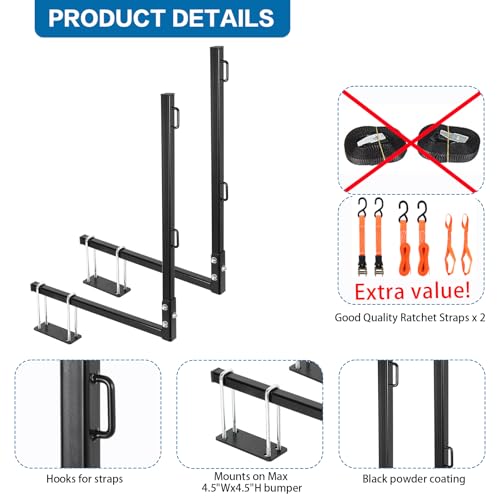RV Tote Tank Carrier, RV Bumper Mount Tote Tank Holder with 2 Extra Premium Ratchet Straps, Fit Max 4.5" Bumper