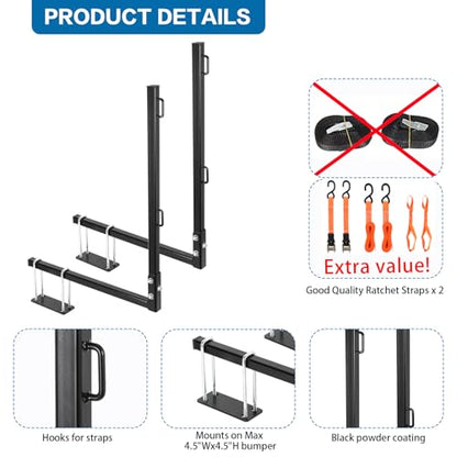 RV Tote Tank Carrier, RV Bumper Mount Tote Tank Holder with 2 Extra Premium Ratchet Straps, Fit Max 4.5" Bumper