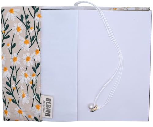 BLBMH 5x8 Book Cover | Handmade Non-Stretch Fabric Sleeve with Bookmark | for Paperback Bible Journal | Privacy Reading Gift for Women - Daisy 2 - color: Daisy 2