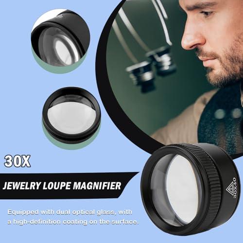 Rongon 30X Portable Jewelers Loupe Pocket Handheld Magnifier | Sturdy metal, loupe handheld magnifying glass for jeweler stamps maps antiques magazines books repair electronics (30X 40MM) - size: 30X40MM