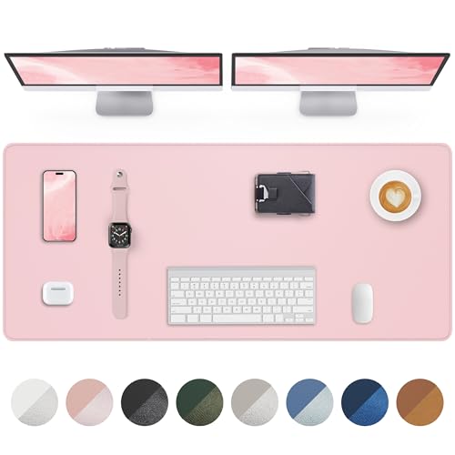 Leather Desk Pad Protector, Mouse Pad, Office Desk Mat, Non-Slip PU Leather Desk Blotter, Laptop Desk Pad, Waterproof Desk Writing Pad for Office and Home (Light Pink, 31.5" x 15.7") - color: Light Pink, size: 31.5" x 15.7"