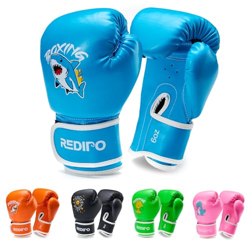 Kids Boxing Gloves, Youth Boxing Training Gloves for Kids 3-9 Year Boys and Girls, 4&6OZ Fighting Gloves, Punching Bag Kickboxing Thai Mitts MMA Training Sparring Gloves - color: Blue, size: 6OZ