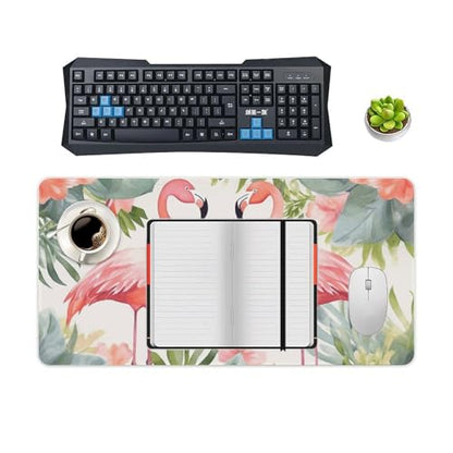 Large Size Gaming Mouse Pad Flamingos and Flowers Desk Mat Non-Slip Base Waterproof Desktop Writing Pad for Office Home - color: Flamingos and Flowers, size: 30x60cm