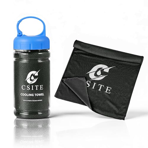 CSITE Cooling Towels (47"x12") for Neck and Face, Ice Towel for Hot Weather, Soft Breathable Chilly Gym Towels, Microfiber Towel for Work Out, Yoga, Running, Camping & More Activities（Black） - color: Black
