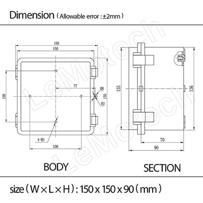 ABS Plastic Dustproof Waterproof IP65 Junction Box Hinged Shell Universal Electrical Project Enclosure Gray, with PC Transparent Clear Cover 5.9 x 5.9 x 3.5inch(150 x150 x90mm) - size: 5.9" x 5.9" x 3.5" (1pc)