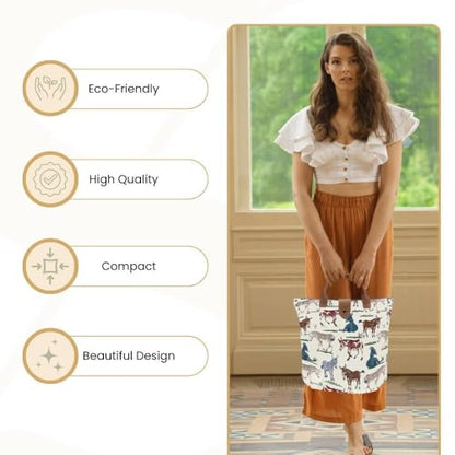 Signare Tapestry Foldable Tote Bag Reusable Shopping Bag Grocery Bag - color: Happy Donkey
