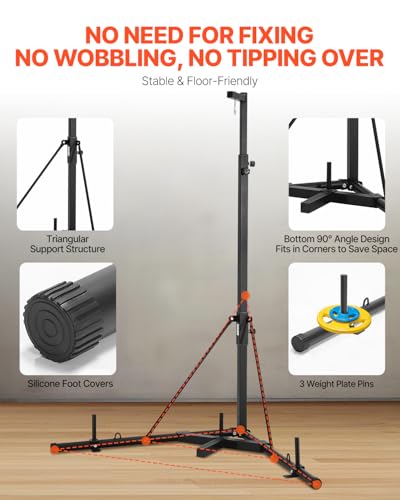 VEVOR Punching Bag Stand, Steel Heavy Duty Workout Training Equipment, Adjustable Height Boxing Punching Stand with Weighted Base, Holds Up to 140 lbs, Freestanding Sandbag Rack for Home Gym Fitness - style: Standard Punching Bag Stand with Weighted Base