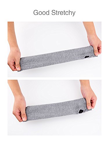 Bememo 3 Pairs Long Fingerless Gloves for Women Arm Warmers Unisex Arm Sleeves Knit Thumb Elbow Hole Stretchy Gloves Goth - color: Black, Deep Grey, Light Grey