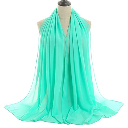 YOUR SMILE for Women Lightweight Breathable Solid Color Soft Chiffon Long Fashion Scarves Sun-proof Shawls Wrap - color: Pale Green